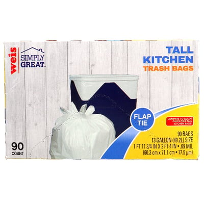 Weis Simply Great - Weis Simply Great, Tall Kitchen Trash Bags with Flap Tie  (90), Shop