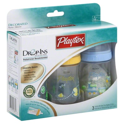 Playtex - Playtex, Drop-Ins System - Nursers, Decorated, with Slow