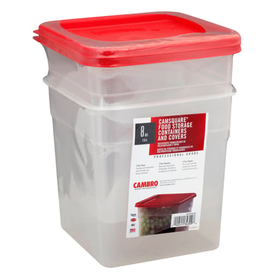Cambro CamSquare 8 Quart Food Container with Lid, 2 ct