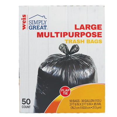 Weis Simply Great - Weis Simply Great, Large Trash Flap-Tie Closure Bags  (50 count), Shop