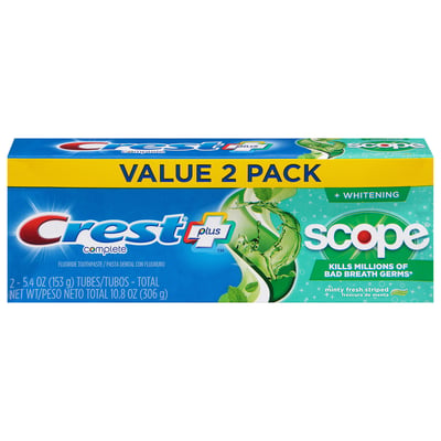 Crest - Crest, Complete Plus - Toothpaste, Scope + Whitening, Minty Fresh  Striped, Value 2 Pack (2 count) | Shop | Weis Markets