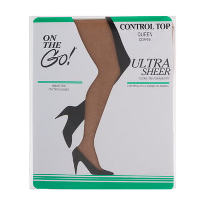 On The Go! - On The Go! Ultra Sheer Control Top Queen Coffee Hosiery 1 Pack