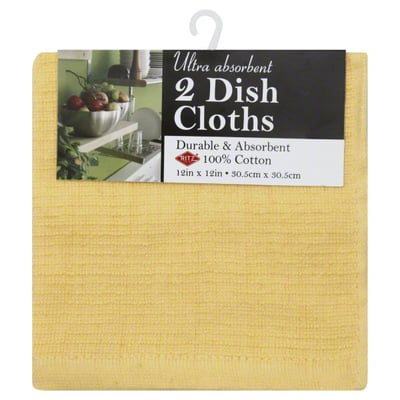 Ritz - Ritz Dish Cloths, Ultra Absorbent, Solid Rib, Butter (2 count ...