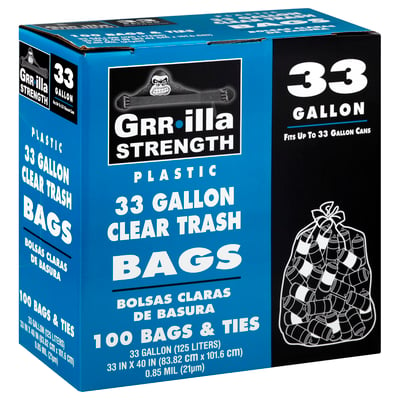 Ultra Plus 33-Gallons Clear Plastic Can Twist Tie Trash Bag (100
