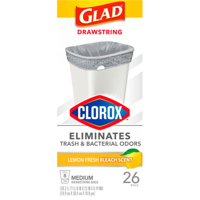 GLAD - Glad Drawstring Medium Lemon Fresh Trash Bags 26 Count (26