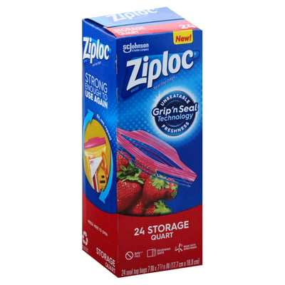 Ziploc Storage Bags Quart, 24 Count