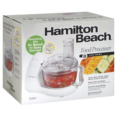 Hamilton Beach 8-Cup Food Processor with 2 Speeds plus Pulse, White - 70450