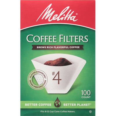 Melitta - Melitta White No.4 Cone Cup Coffee Filters 100 Pack (100 count) |  Shop | Winn Dixie
