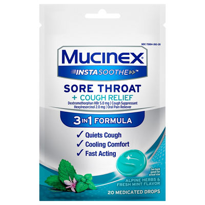Mucinex - Mucinex Sore Throat & Cough Relief 20 Medicated Drops