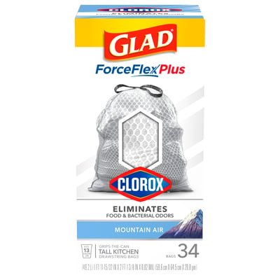 Glad - Glad, ForceFlex - Drawstring Bags, Tall Kitchen, Max Strength,  Mountain Air, 13 Gallon (34 count), Grocery Pickup & Delivery