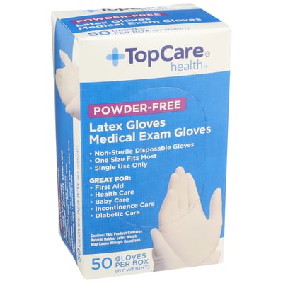 Top Care - Top Care, One Size Fits Powder-Free Latex Medical Exam Gloves (50 count) | Shop | Weis Markets