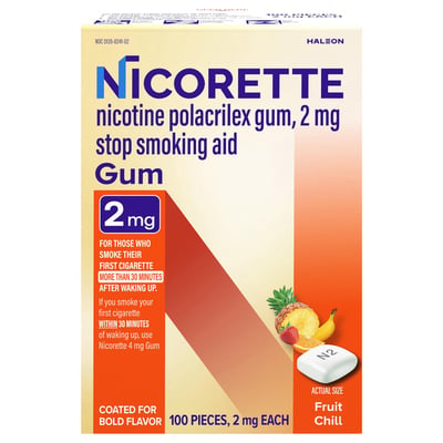 chewing gum stop smoking cigarettes Nicorette - Nicorette, Gum Fruit Chill 2 mg Stop Smoking Aid (100 count) |  Shop