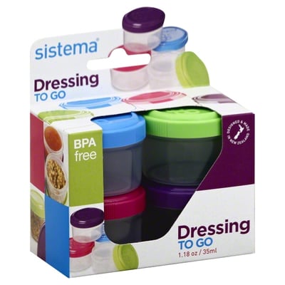 Sistema To Go Collection Salad Dressing Containers, 4 Pack, Plastic 
