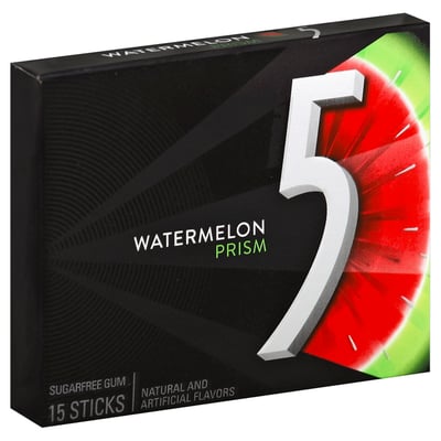 5 - 5, Gum, Sugarfree, Watermelon Prism (15 count), Shop