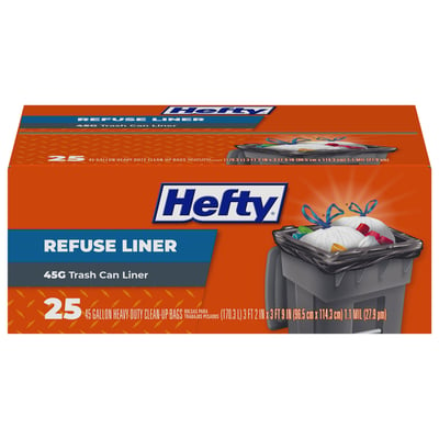 Hefty Heavy Duty Contractor Extra Large Trash Garbage Bags 45