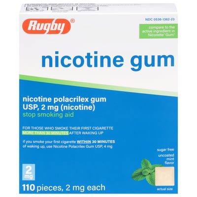 Rugby - Rugby, Sugar Free Uncoated Mint Flavor 2 mg Nicotine Polacrilex Gum  USP (110 count) | Shop