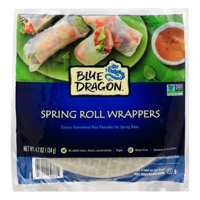 Two different brands of spring roll wrappers for making spring rolls.