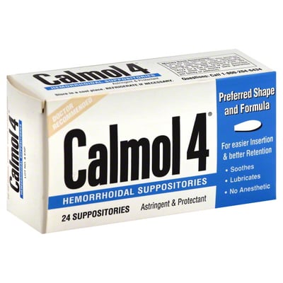 Calmol 4 Hemorrhoidal Suppositories 24 Each (Pack of 3)