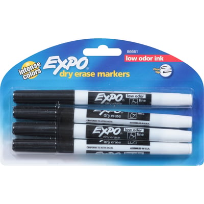 Expo Low Odor Ink Fine Tip Dry Erase Markers, 4 count