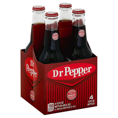 Dr Pepper - Dr Pepper Glass Bottle 4 Pack 12 Ounces (12 ounces