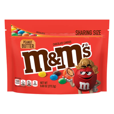 M&M'S Peanut Butter Milk Chocolate Candy Sharing Size Bag, 9.6 oz