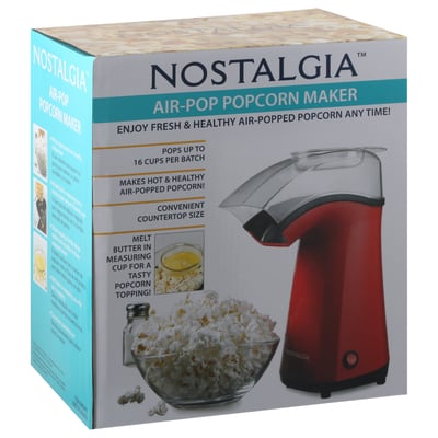 Nostalgia 16 Cup Hot Air Popcorn Maker - Healthy Oil- Popping for