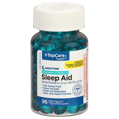 TopCare - TopCare, Health - Sleep Aid, Nighttime, Maximum Strength, 50 mg,  Softgels (96 count), Grocery Pickup & Delivery