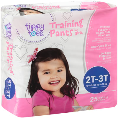 Tippy Toes - Tippy Toes, Training Pants For Girls, 2T-3T Up To 34 Lb (25  count), Shop