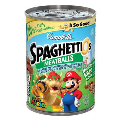 Spaghettios Spaghettios Pasta With Meatballs Fun Shapes Super Mario 15 6 Oz Shop Weis Markets
