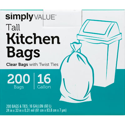 Plasticplace 16-Gallons Green Plastic Kitchen Twist Tie Trash Bag  (250-Count) in the Trash Bags department at
