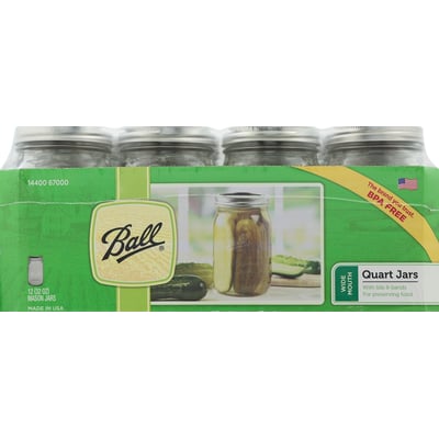 Ball 32oz 12pk Glass Wide Mouth Mason Jar with Lid and Band