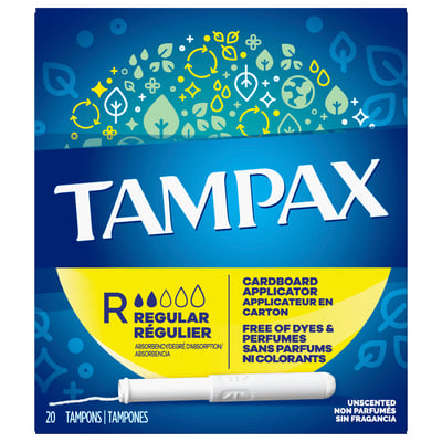Tampax - Tampax, Tampons, Cardboard Applicator, Regular, Unscented (20  count), Shop