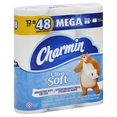Charmin Ultra Soft Mega Roll Toilet Paper, 12 rolls - Pay Less Super Markets
