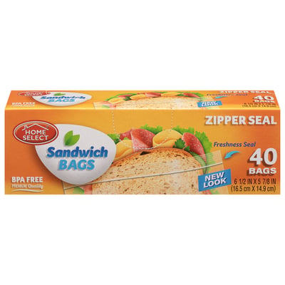 Home Select - Home Select, Sandwich Bags, Zipper Seal (40 count