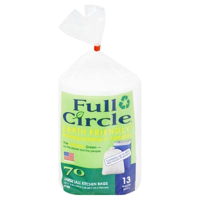 70 Count 13 Gallon Recycling Tall Kitchen Trash Bags Full Circle - Made... 
