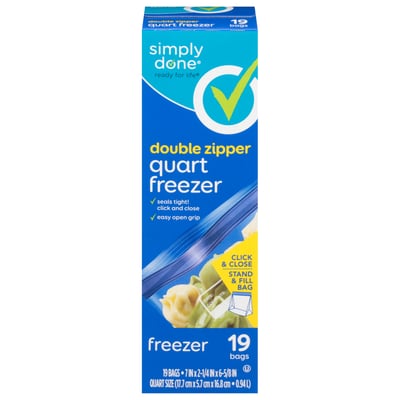 Simply Done - Simply Done, Freezer Bags, Double Zipper, Quart Size