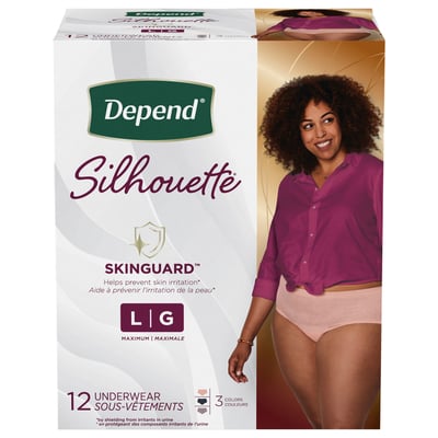 Depend - Depend, Silhouette - Underwear, Maximum, Large (12 count), Shop