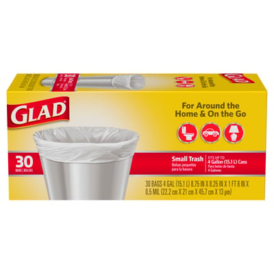 Glad - Glad Small Kitchen Trash Bags, 4 gl (30 count)  Online grocery  shopping & Delivery - Smart and Final