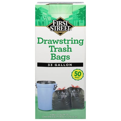 First Street - First Street, Trash Bags, Drawstring, 33 Gallon (50 count)