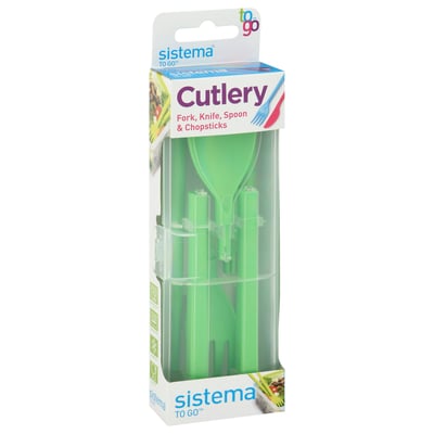 Sistema To Go Fold Away Cutlery Set Knife Fork Spoon & Chopsticks NEW 