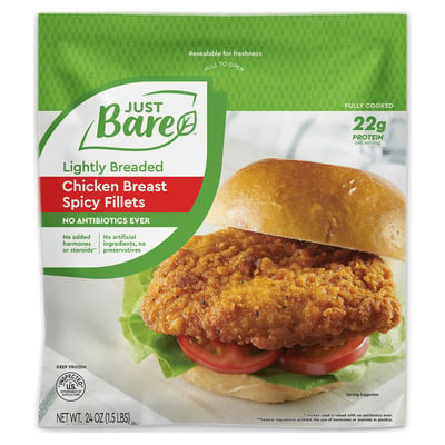 JUST BARE - Just Bare Lightly Breaded Spicy Chicken Breast Fillets 24 ...