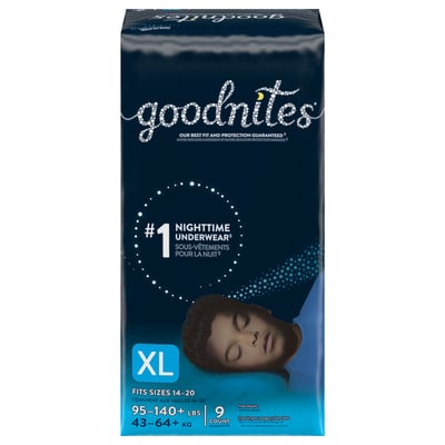 GoodNites - GoodNites, Underwear, Nighttime, XL (95-140+ lbs), Boys (9  count), Shop