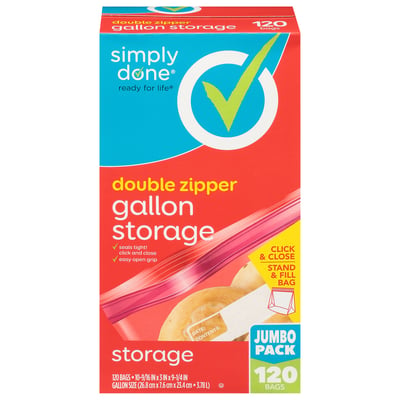 Simply Done - Simply Done, Storage Bags, Double Zipper, Gallon Size, Jumbo  Pack (120 count), Grocery Pickup & Delivery