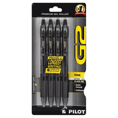 Pilot - Pilot, G2 - Gel Pens, Black Ink, Fine, 0.7 mm (4 count), Shop