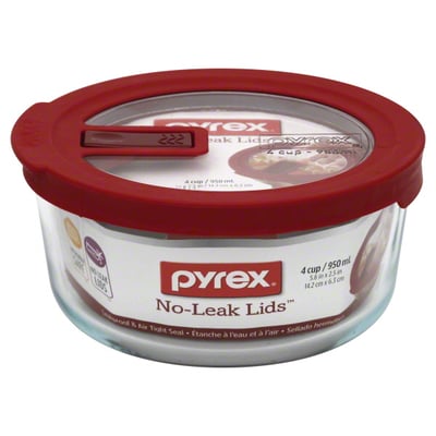 Save on Pyrex Round Dish Storage 4 Cup with Red Lid Order Online