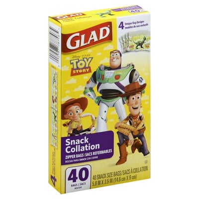 Glad - Glad Zipper Bags, Snack Size, Disney Pixar Toy Story (40 count), Shop