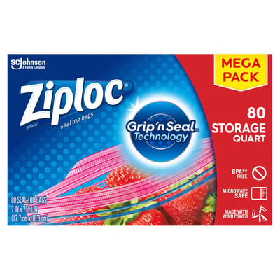 Ziploc Storage Bags, Gallon - 75 count