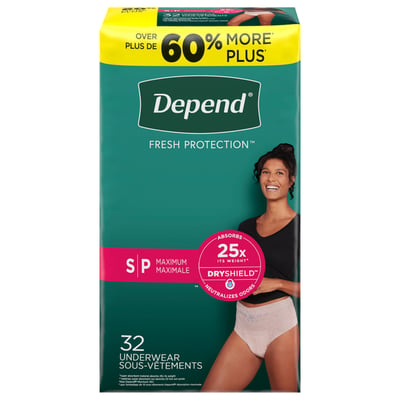 Depend - Depend, Fresh Protection - Underwear, Maximum, Small (32 count), Shop