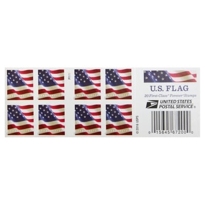 USPS U.S. Flag Forever Stamps, 20 Postage Stamps (FOREVER-FLAG20)