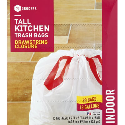 SE Grocers - SE Grocers Tall Kitchen Indoor 13 Gallons Trash Bags 90 Count ( 90 count)